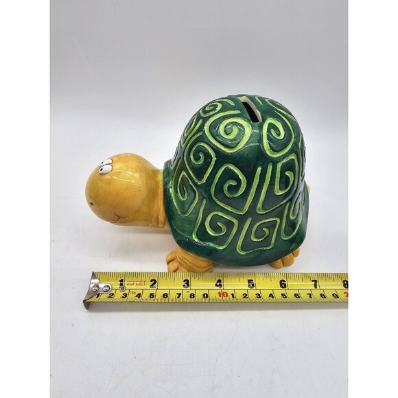 Vintage Ceramic Turtle Piggy Bank Kitschy Handmade Children's Nursery - Picture 10 of 12